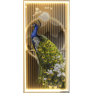 LEDクリスタル ポーセリン孔雀A with ダイアモンド120*60