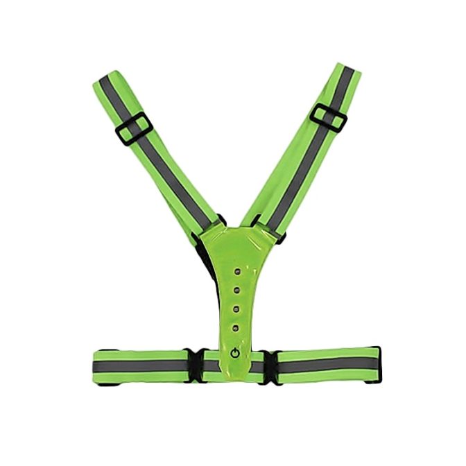 ”夜間安心・安全” LED「Y字型」ストラップ反射ベスト