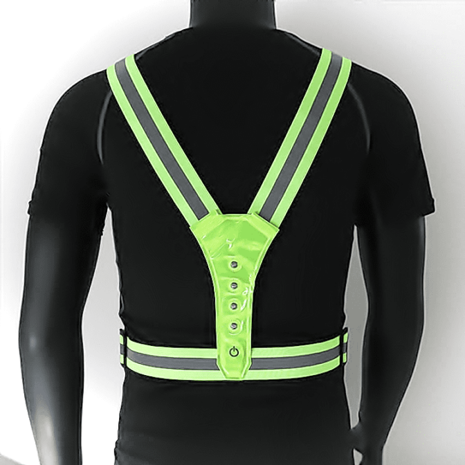 ”夜間安心・安全” LED「Y字型」ストラップ反射ベスト