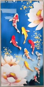 クリスタル ポーセリン キャンバス 鯉A with ダイヤモンド 120*60