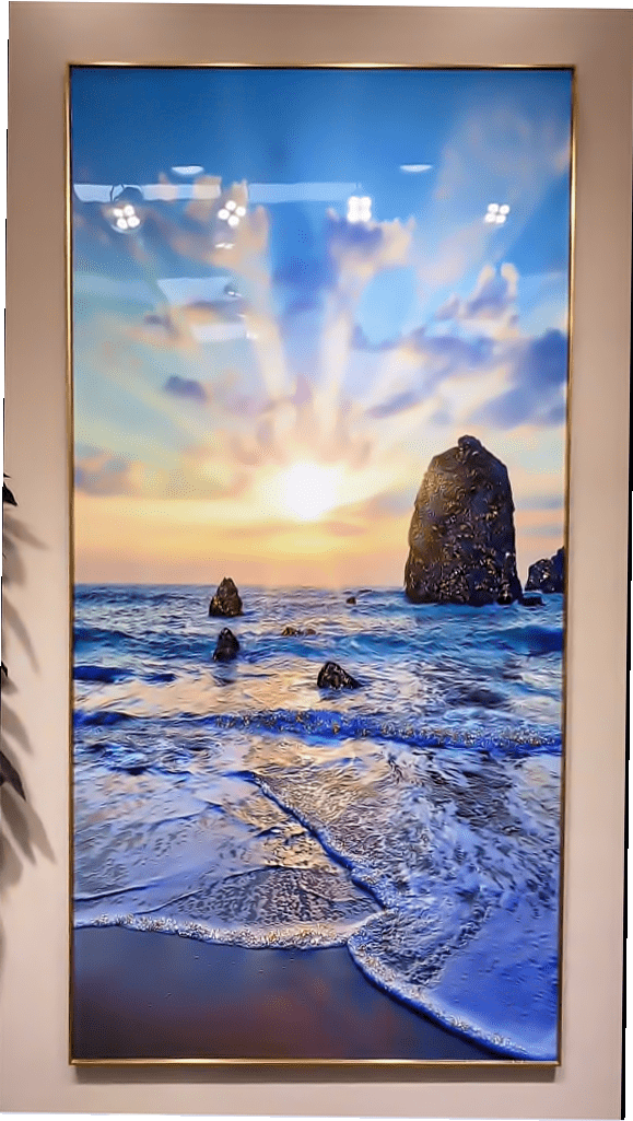 クリスタル ポーセリン キャンバス 海 ビーチ 夕日 絵画 壁 かけ 大型